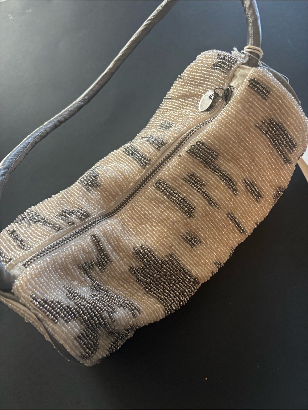 Free People Beaded Cream and Silver Shoulder Bag NWT